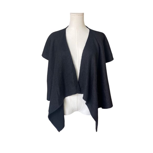 Eileen Fisher Black Wool Mohair Cardigan Sweater Size S Open Front Short Sleeve - Picture 1 of 6